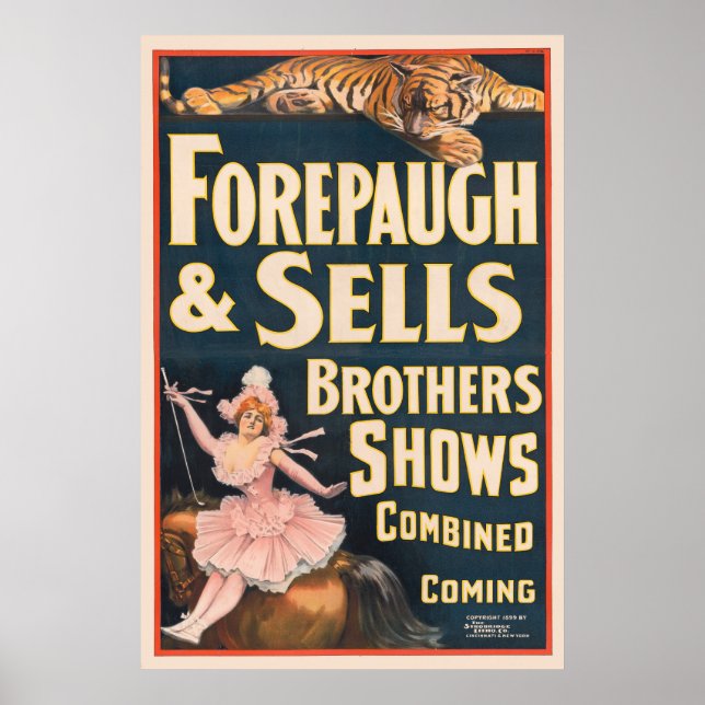 Circus Poster Of Tiger And Woman On Horseback (Front)