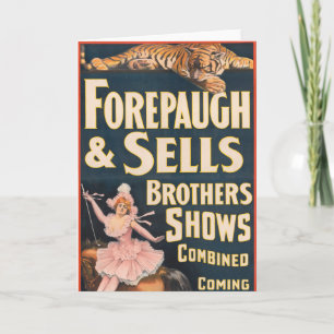 Circus Poster Of Tiger And Woman On Horseback Card