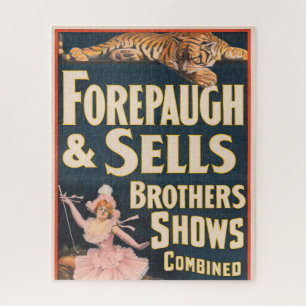 Circus Poster Of Tiger And Woman On Horseback Jigsaw Puzzle