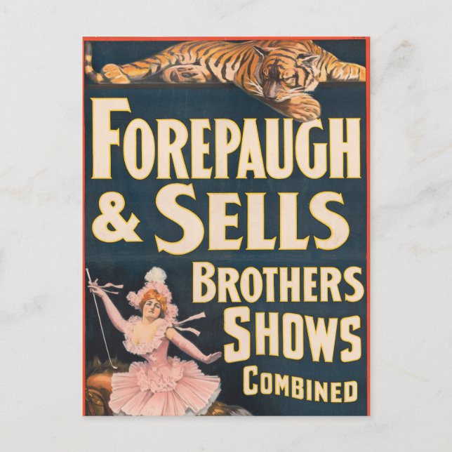 Circus Poster Of Tiger And Woman On Horseback Postcard (Front)