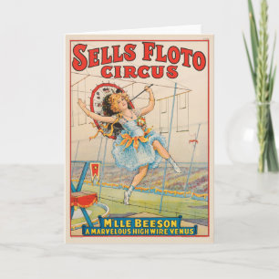 Circus Poster Of Tight-Rope Walker With A Parasol Card