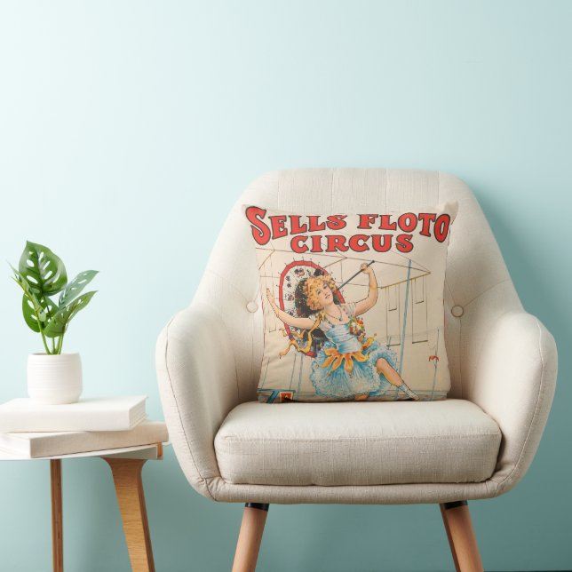 Circus Poster Of Tight-Rope Walker With A Parasol Cushion (Chair)