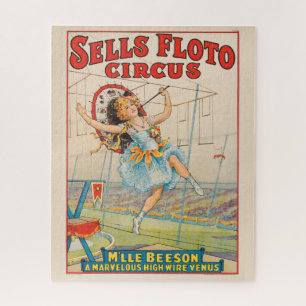 Circus Poster Of Tight-Rope Walker With A Parasol Jigsaw Puzzle