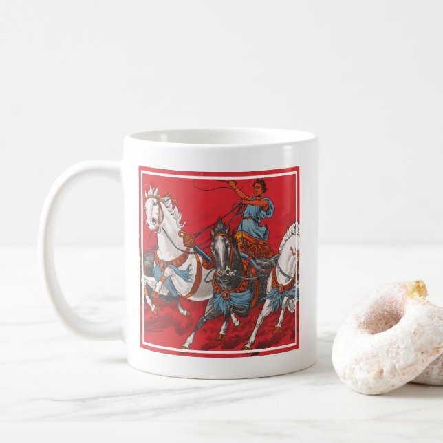 Circus Poster Of Two Men In Chariots Racing Coffee Mug (With Donut)