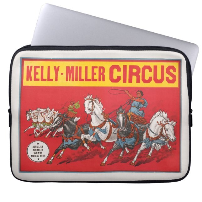 Circus Poster Of Two Men In Chariots Racing Laptop Sleeve (Front)