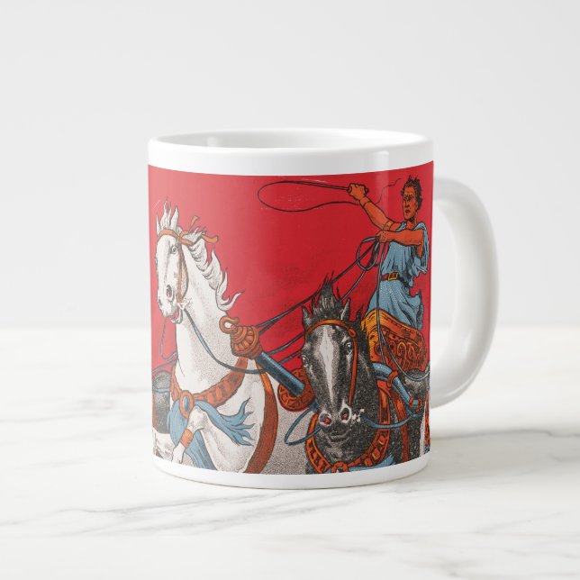 Circus Poster Of Two Men In Chariots Racing Large Coffee Mug (Front Right)