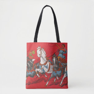 Circus Poster Of Two Men In Chariots Racing Tote Bag