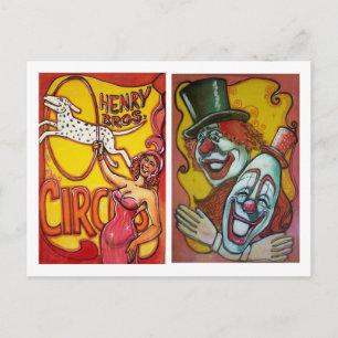 Circus Poster Postcard - Dogs & Clowns