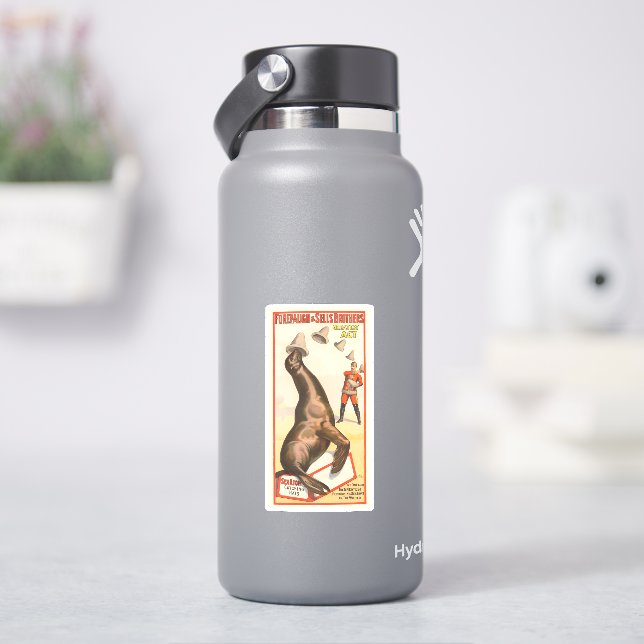 Circus Poster Showing A Sea Lion Catching Hats (HydroFlask)