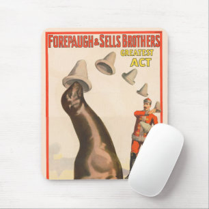 Circus Poster Showing A Sea Lion Catching Hats Mouse Pad