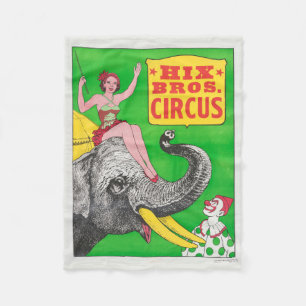 Circus Poster Showing A Woman An Riding Elephant. Fleece Blanket