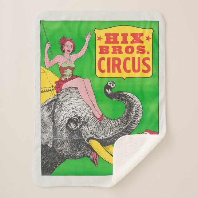 Circus Poster Showing A Woman An Riding Elephant. Sherpa Blanket (Front)