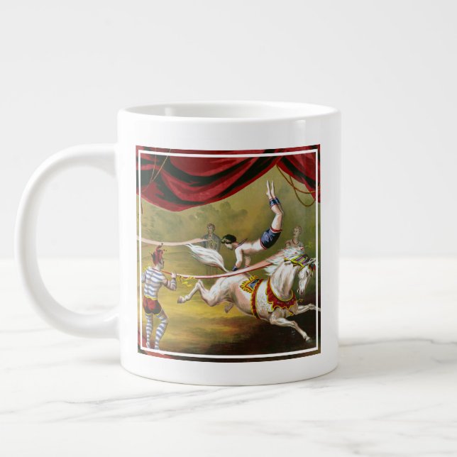 Circus Poster Showing Acrobat Performing On Horse. Large Coffee Mug (Left)