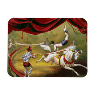 Circus Poster Showing Acrobat Performing On Horse. Magnet