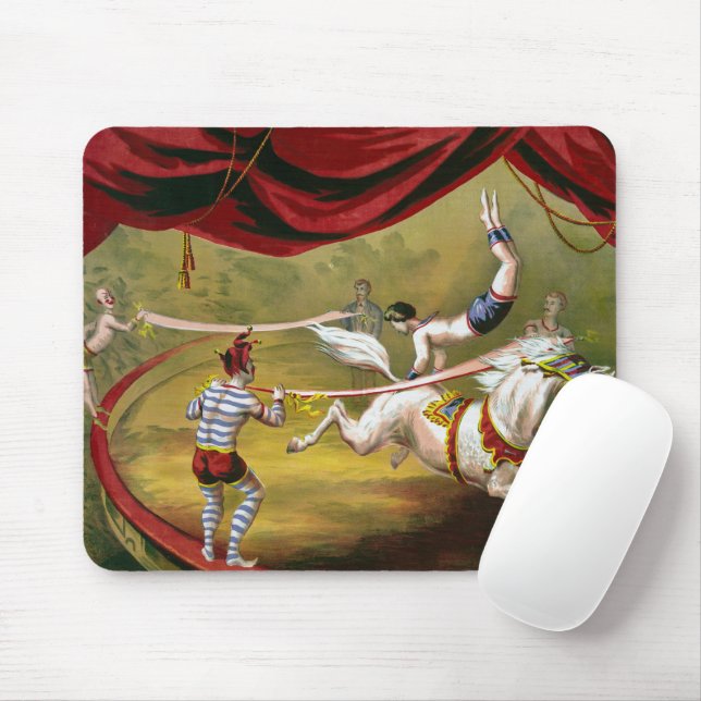 Circus Poster Showing Acrobat Performing On Horse. Mouse Pad (With Mouse)