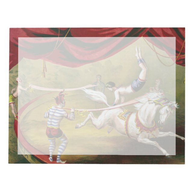 Circus Poster Showing Acrobat Performing On Horse. Notepad (Front)