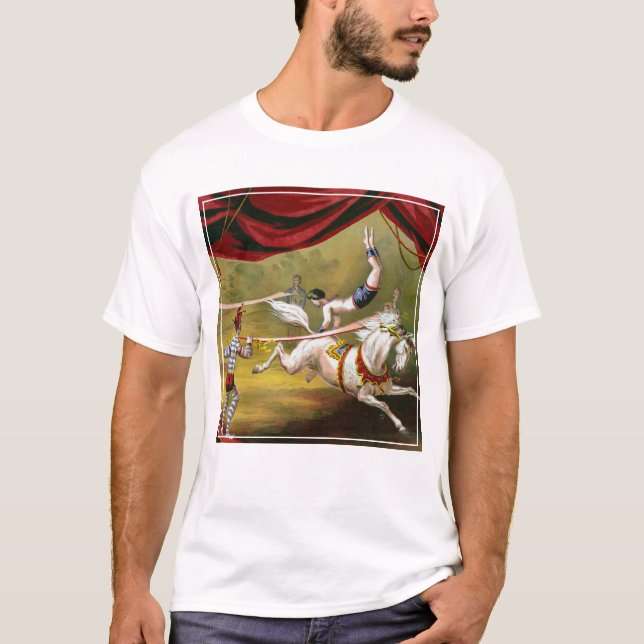 Circus Poster Showing Acrobat Performing On Horse. T-Shirt (Front)