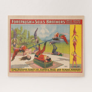 Circus Poster Showing Acrobatic Acts, Circa 1899. Jigsaw Puzzle