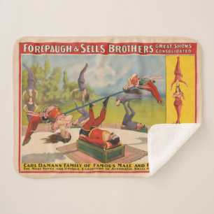 Circus Poster Showing Acrobatic Acts, Circa 1899. Sherpa Blanket
