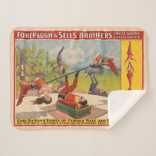 Circus Poster Showing Acrobatic Acts, Circa 1899. Sherpa Blanket (Front (Horizontal))