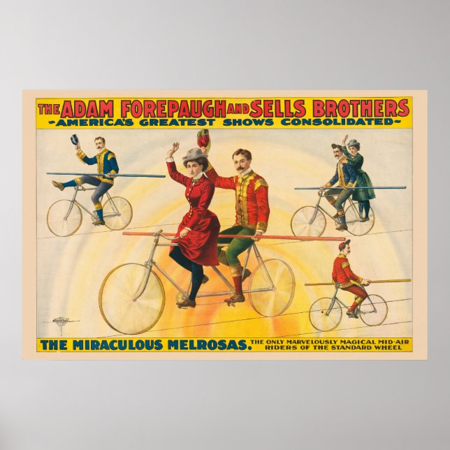 Circus Poster Showing Bicycle Riders On Tightrope (Front)