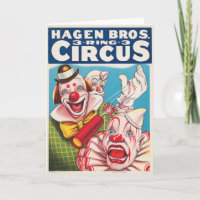 Circus Poster Showing Clown Faces And Fire Cracker
