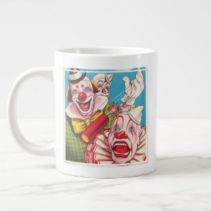 Circus Poster Showing Clown Faces And Fire Cracker Large Coffee Mug