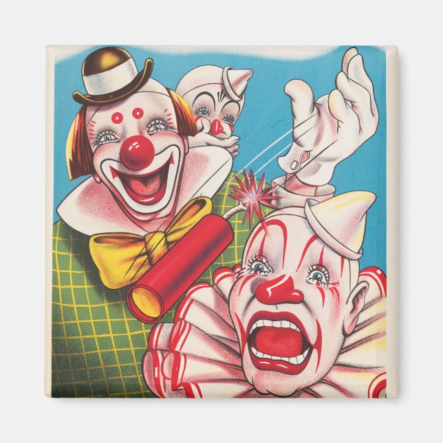 Circus Poster Showing Clown Faces And Fire Cracker Magnet (Front)