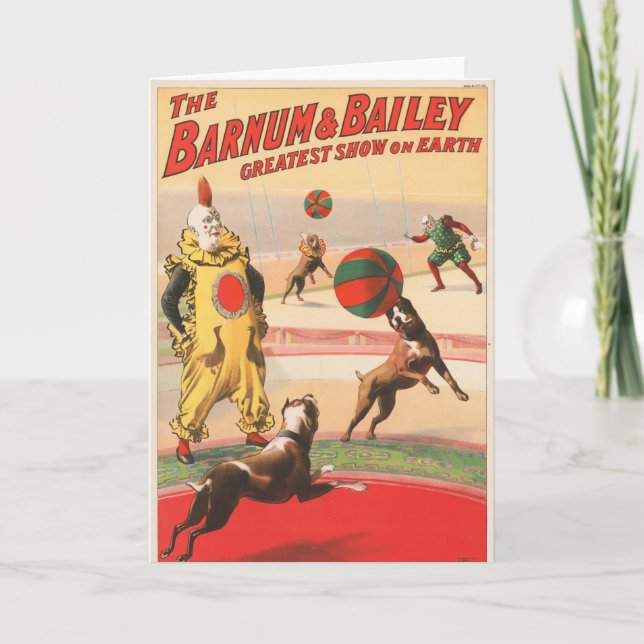 Circus Poster Showing Clowns With Performing Dogs Card (Front)