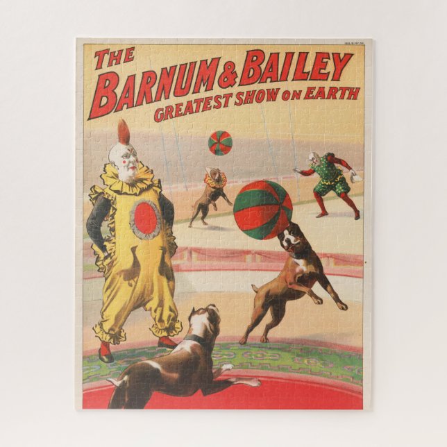 Circus Poster Showing Clowns With Performing Dogs Jigsaw Puzzle (Vertical)