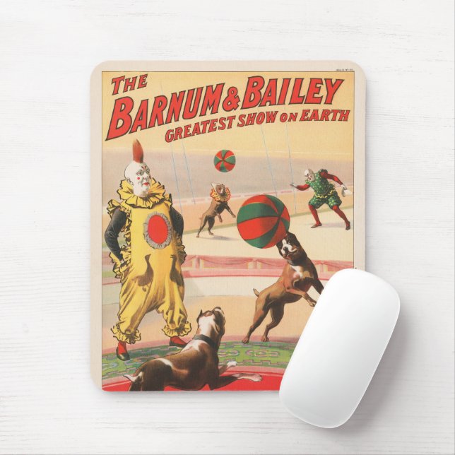 Circus Poster Showing Clowns With Performing Dogs Mouse Pad (With Mouse)