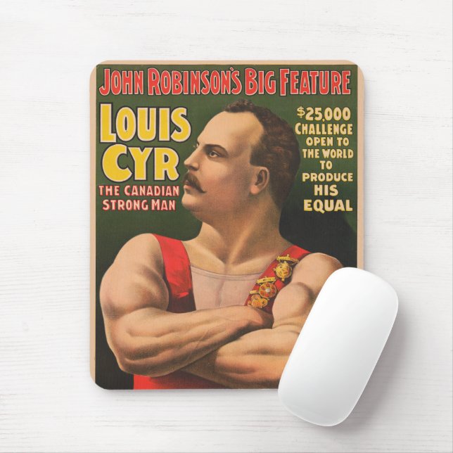 Circus Poster Showing Louis Cyr With Arms Crossed Mouse Pad (With Mouse)