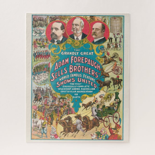 Circus Poster Showing Many Circus Scenes Jigsaw Puzzle (Vertical)
