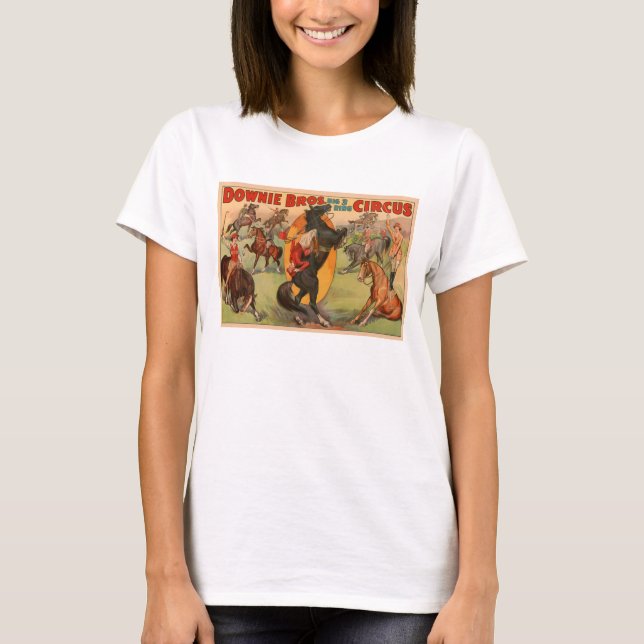 Circus Poster Showing Many Horses Doing Stunts. T-Shirt (Front)