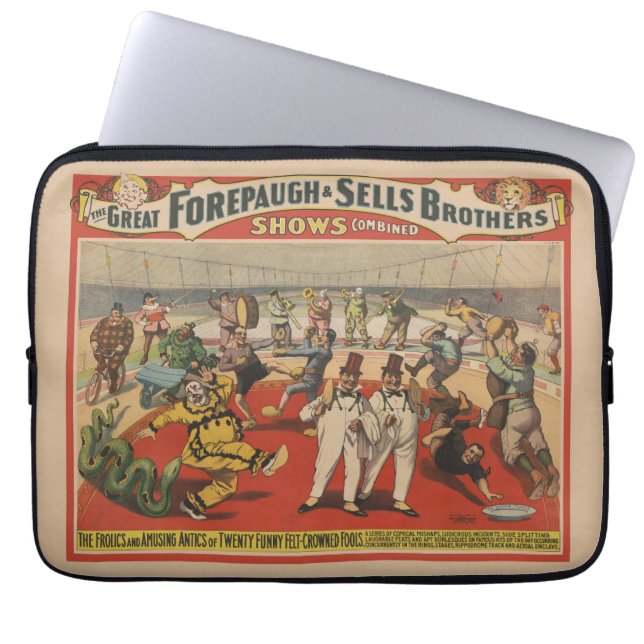 Circus Poster Showing The Amusing Antics Of Clowns Laptop Sleeve (Front)