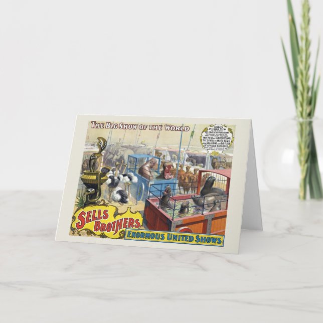 Circus Poster Showing Wild Animals In Cages Card (Front)