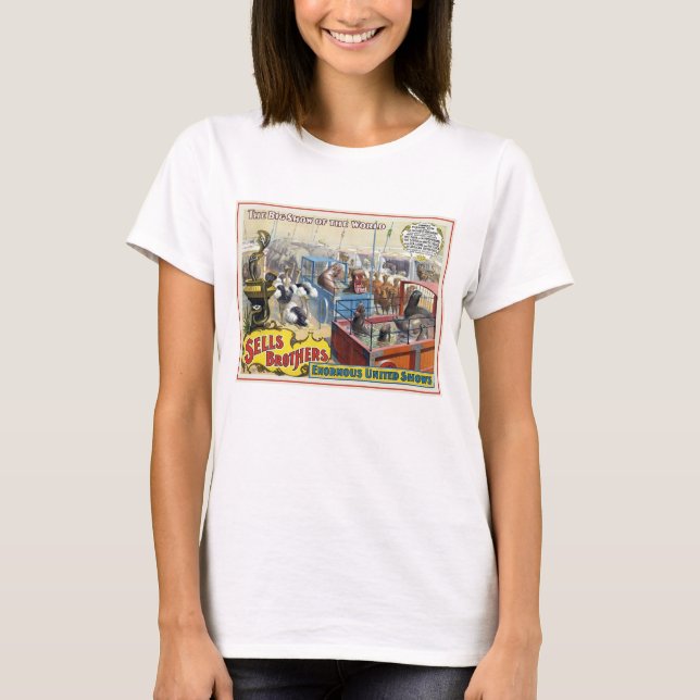 Circus Poster Showing Wild Animals In Cages T-Shirt (Front)