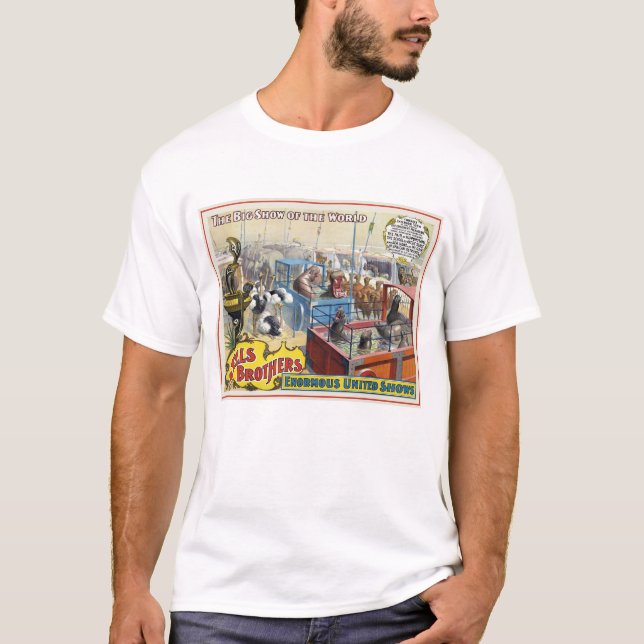 Circus Poster Showing Wild Animals In Cages T-Shirt (Front)