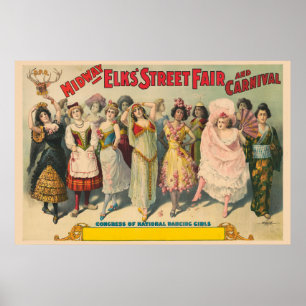 Circus Poster Showing Women In National Costume
