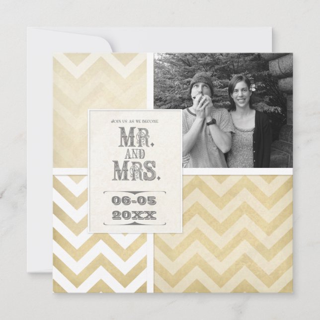 Circus Poster Style - Ombre Chevron Stripe Zig Zag Invitation (Front)