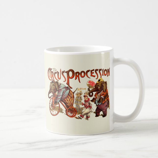 Circus Procession Elephant Antique Art Coffee Mug (Right)