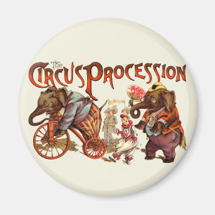 Circus Procession Elephant Antique Art Magnet