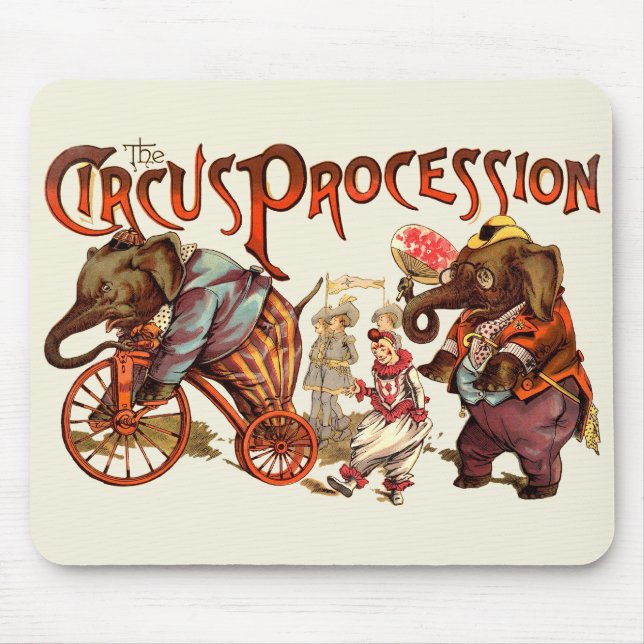 Circus Procession Elephant Antique Art Mouse Pad (Front)