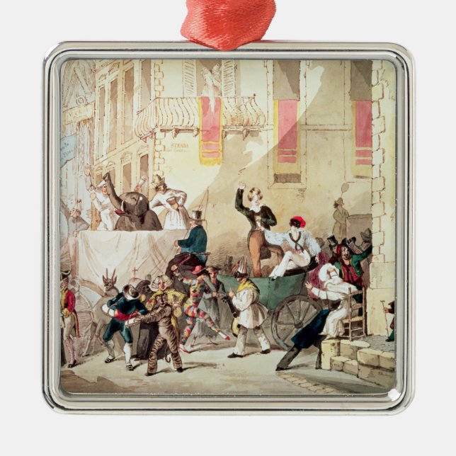 Circus Procession in Italy, 1830 Metal Ornament (Front)