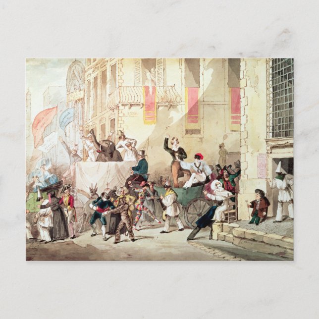 Circus Procession in Italy, 1830 Postcard (Front)