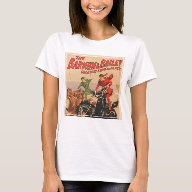 Circus Races With Men Straddling Two Horses. T-Shirt (Front)