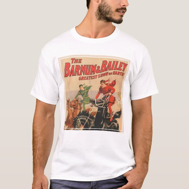 Circus Races With Men Straddling Two Horses. T-Shirt (Front)