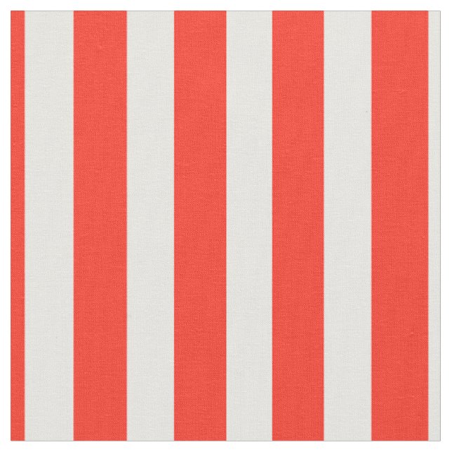 Circus Red and White Cabana Stripes Fabric (Close Up)