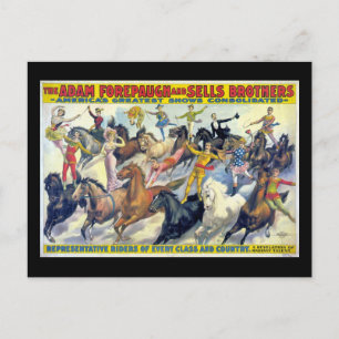 Circus Riders Vintage Theatre Poster Postcard