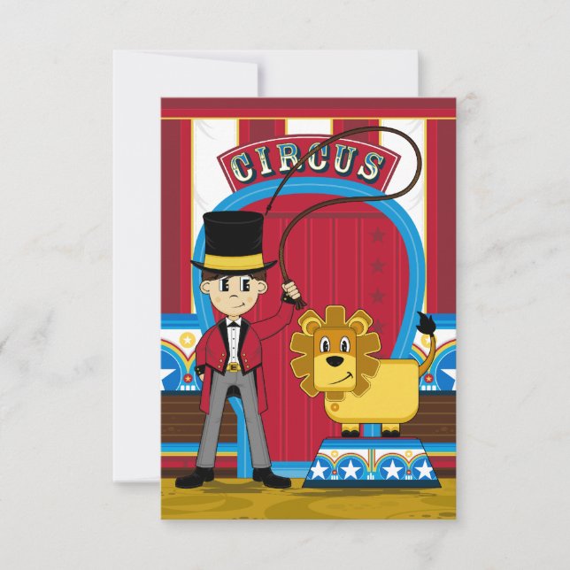Circus Ringmaster and Lion RSVP Card (Front)